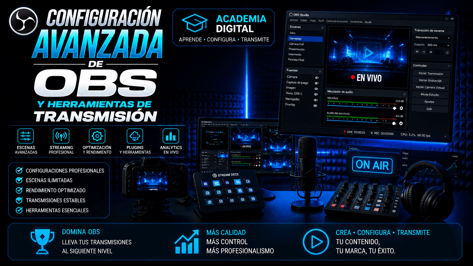 Configuración avanzada de OBS y herramientas de transmisión